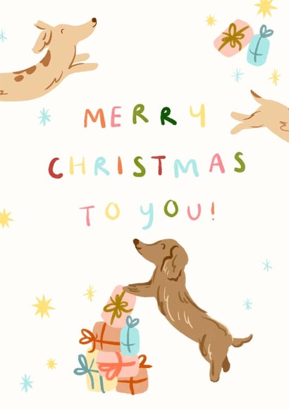 Dogs Christmas Card - Sausage Dogs/ Dachshund Cute Card created by Lauren Barclay