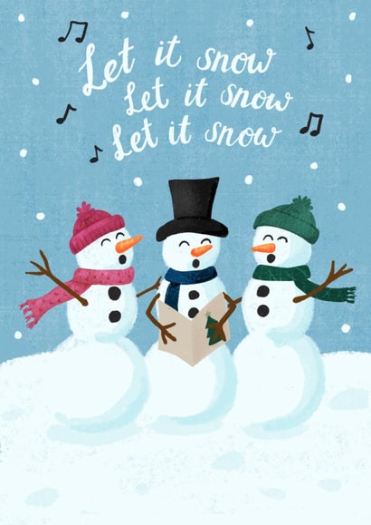 Cute Christmas Card - Let It Snow -  Singing Snowmen created by Silky Rose Design