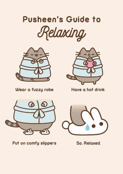 Cute Birthday Card - Pusheen - Guide to Relaxing created by Hype Cards