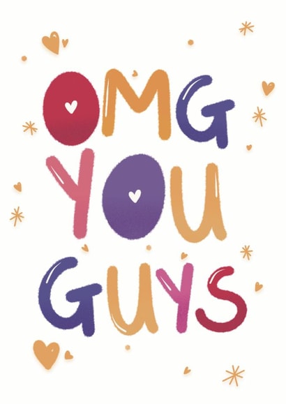 Cute congratulations card for couple - Hearts and Sparkles - OMG You Guys created by Bower