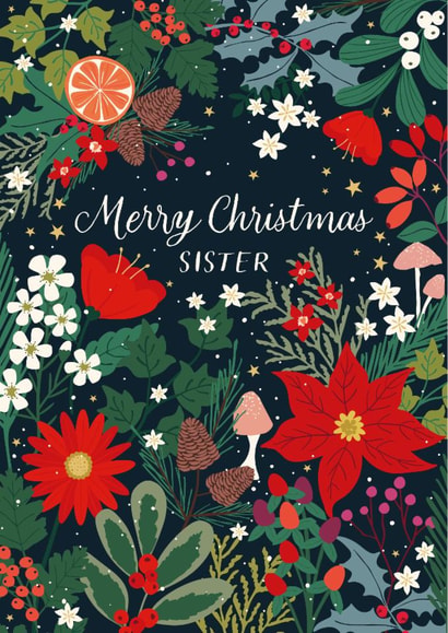 Pretty Christmas Card - For Sister - Winter Foliage created by Nina Raby - Jones