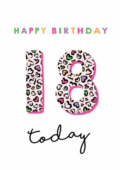 Classic Birthday Card - 18th - Heart Leopard Print created by Michelle Fiedler Design