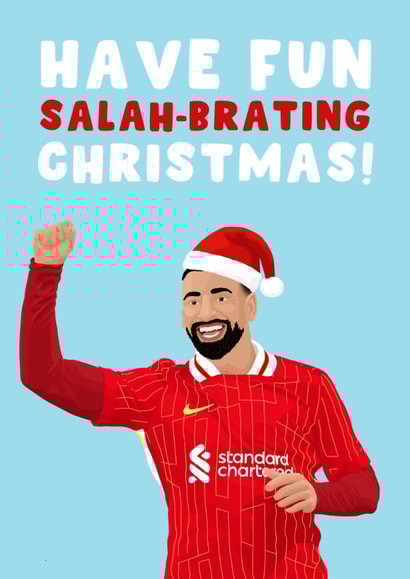 Fun Christmas Card - Mo Salah - Liverpool - LFC created by Pink Peach Cards
