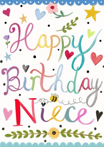 Cute Birthday Card - For Niece - Bumble Bee created by Love Lucy Illustration