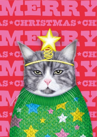 Cute Christmas Card – Tabby Cat created by badgerbee design