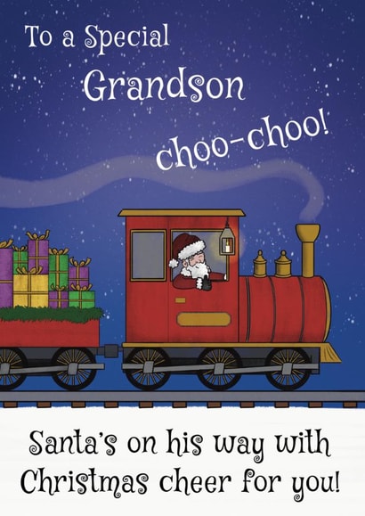 Cute Christmas Card - For Grandson - Santa's Xmas Express Train created by @Cupsie's Creations
