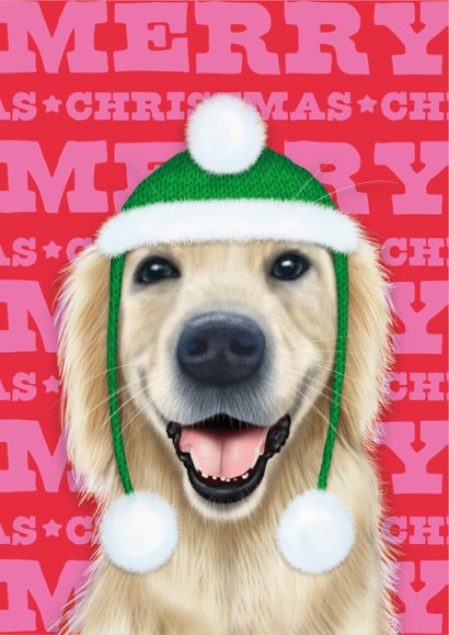 Cute Christmas Card - Golden Retriever - Dog | thortful