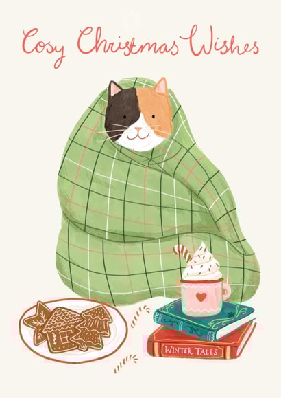 Cute Christmas Card- Cosy Cat - Cosy Christmas Wishes created by Frankie Norman