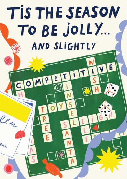 Funny Christmas Card - The Season To Be Competitive - Scrabble created by Kerrie McNeill
