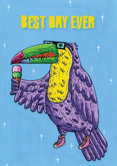 Fun Birthday Card - Toucan - Best Day Ever created by Mulga The Artist