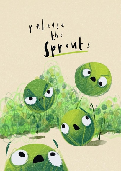 Fun Christmas Card - Release The Sprouts - Brussel Sprouts created by Studio Snow
