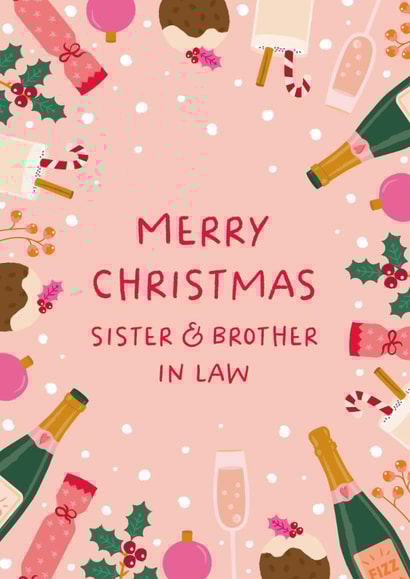 Classic Christmas Card - For Sister & Brother In Law - Festive Illustrations created by The Pattern Press