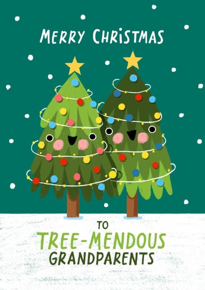 Cute Christmas Card - For Grandparents - Tree-mendous Pun created by Nicola Watson