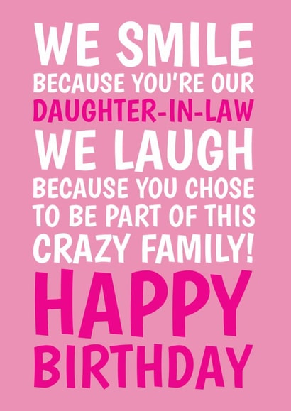 Funny Birthday Card - For Daughter In Law - Crazy Family created by @Cupsie's Creations