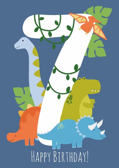 Dinosaur Themed 7th Birthday Card created by Abigail Elodie