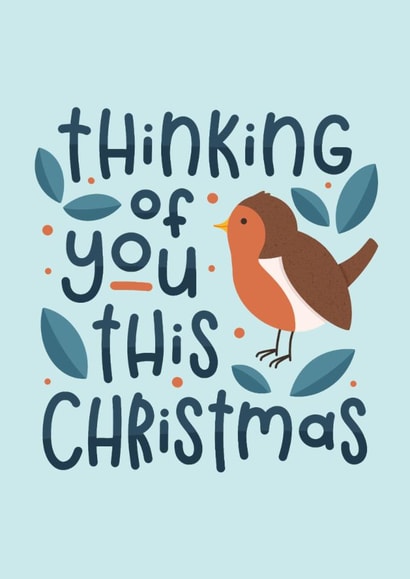 Cute Thinking of You Christmas Card - Robin - Grief | thortful