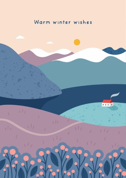 Winter Wishes Christmas Card - Calm Winter Landscape - Holidays - Non Religious created by Joanne Hawker