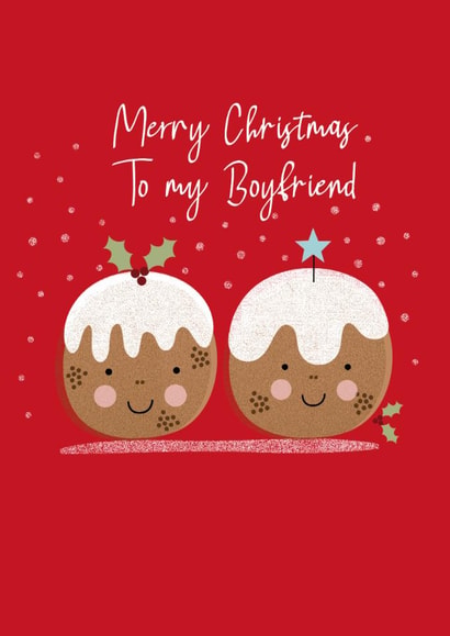 Cute Christmas Card - To Boyfriend - Puddings created by Sarah Corcoran 
