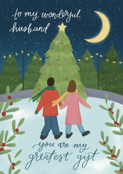 Classic Christmas Card - Wonderful Husband - Ice Skating created by Ellice Owens Designs