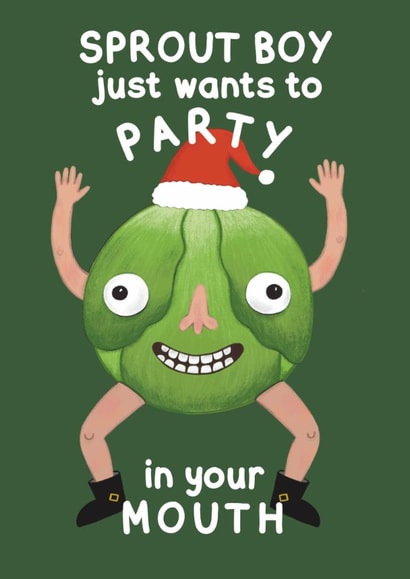 Funny Christmas Card - Brussel Sprout Boy created by Kattypoos