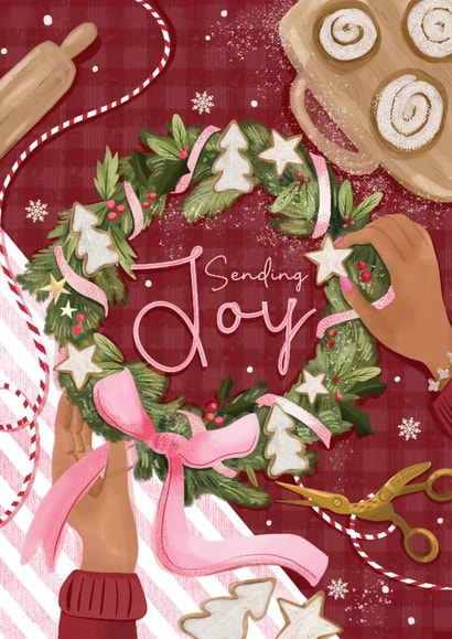 Classic Christmas Card - Sending Joy - Wreath created by Anna Cheng Design & Print