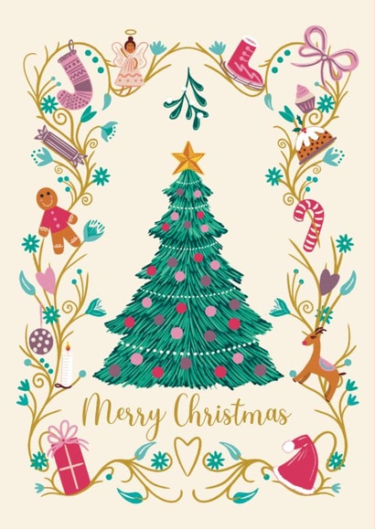 Classic Christmas Card - Tree - Festive Illustrations created by Holly Hudson-Smith
