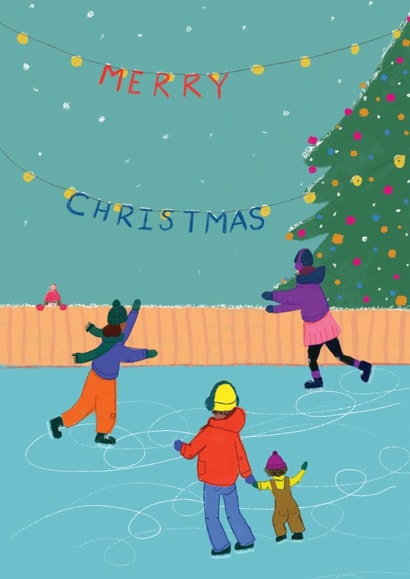 Classic Christmas Card - Ice Skating - Merry Christmas created by martha and hepsie ltd