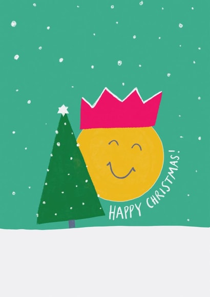 Cute Christmas Card - Smiley Face - Snow created by martha and hepsie ltd