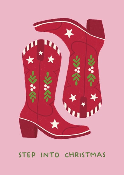 Classic Christmas Card - Step Into Christmas - Cowboy Boots created by Ella Goddard