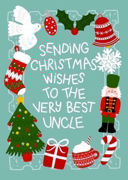 Cute Christmas Card - For Uncle - Festive Illustrations created by Ludicrous Prints