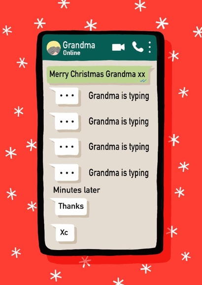 Funny Christmas Card - For Grandma - Texting created by Nicola Watson