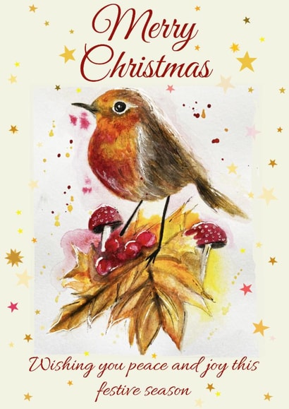 Classic Robin Christmas Card – Traditional Festive Wishes for Loved Ones created by daminidesigns