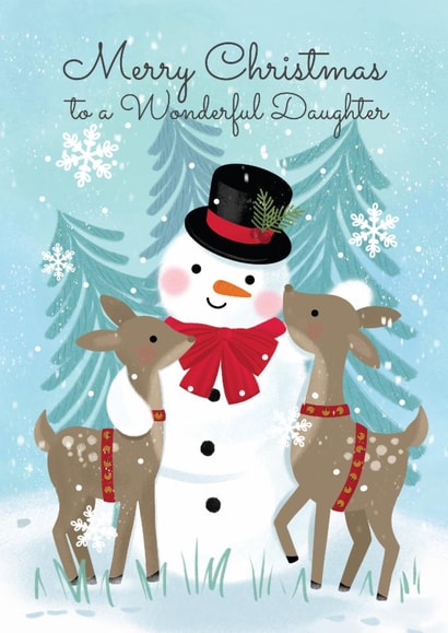 Traditional Christmas Card - Wonderful Daughter - Snowman created by Paper Valley Design Studio