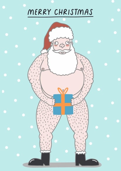 Funny Christmas Card - Naked Santa created by Sarah Harding