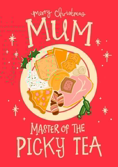 Funny Christmas Card - For Mum - Master Of The Picky Tea created by Lisa Illustrates