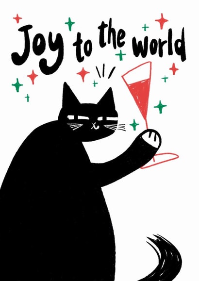 Cute Christmas Card - Joy To The World - Cat created by StudiOllie