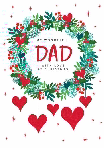 Traditional Christmas Card - For Dad - Wreath created by The Boy and the Bear