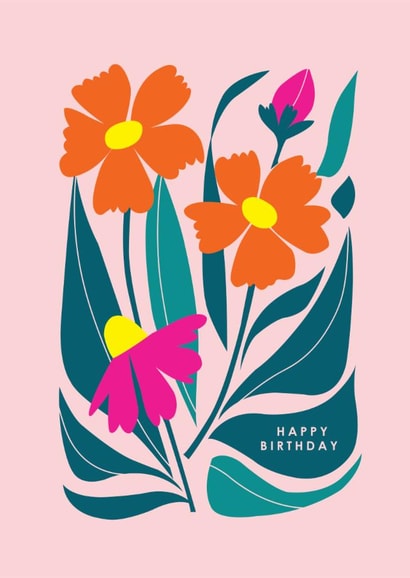 Classic Birthday Card - Pink And Orange Flowers created by Happy Street