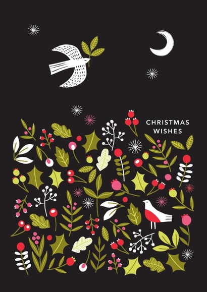 Arty Christmas Card - Bird Of Peace - Winter Foliage created by Maggie Magoo Designs
