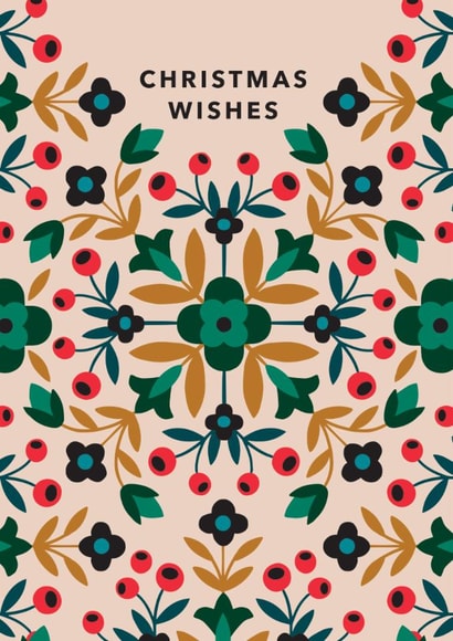 Classic Christmas Card - Folk Inspired Design - Winter Foliage created by Maggie Magoo Designs