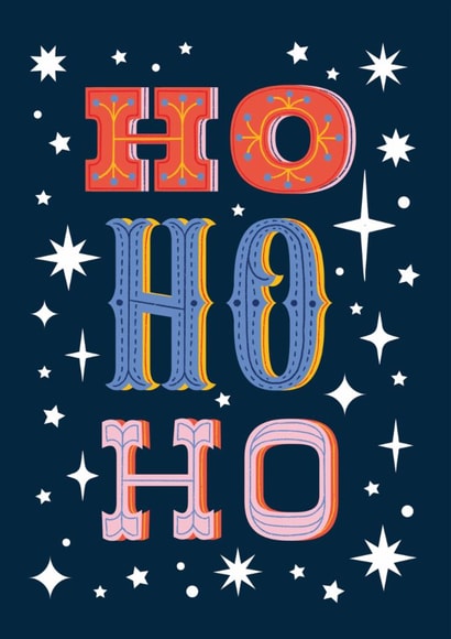 Classic Christmas Card - Ho Ho Ho - Stars created by Maggie Magoo Designs