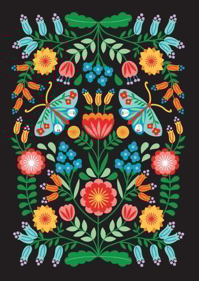 Pretty Birthday Card - Moths - Flowers created by Maggie Magoo Designs