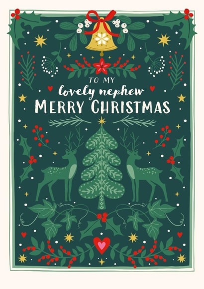 Classic Christmas Card - For Nephew - Deers created by Nina Raby - Jones