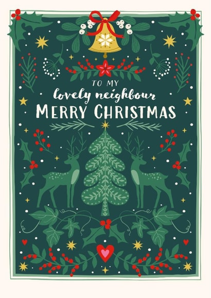 Classic Christmas Card - For Neighbour - Deers created by Nina Raby - Jones