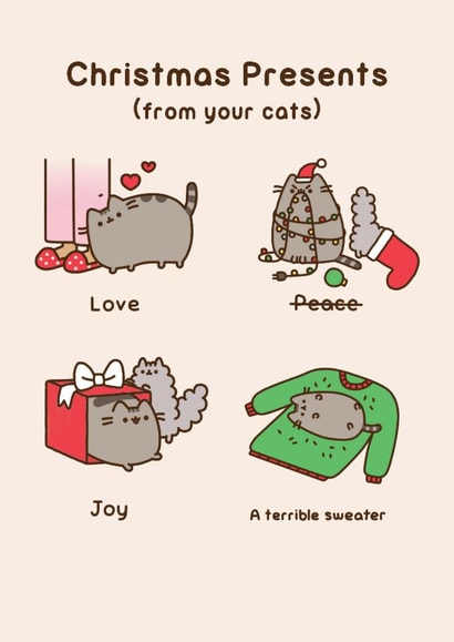 Cute Christmas Card - Pusheen - Presents From Your Cats created by Hype Cards