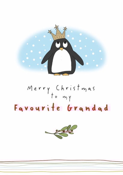 Cute Christmas Card - To My Favourite Grandad - Penguin created by Dandelion Stationery
