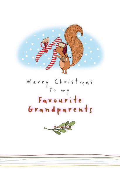 Cute Christmas Card - To My Favourite Grandparents - Squirrel created by Dandelion Stationery