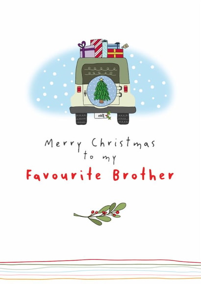 Classic Christmas Card - To My Favourite Brother - Car created by Dandelion Stationery