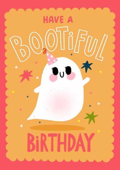 Cute Birthday Card - Ghost - Bootiful created by NICHOLA COWDERY ILLUSTRATIONS 