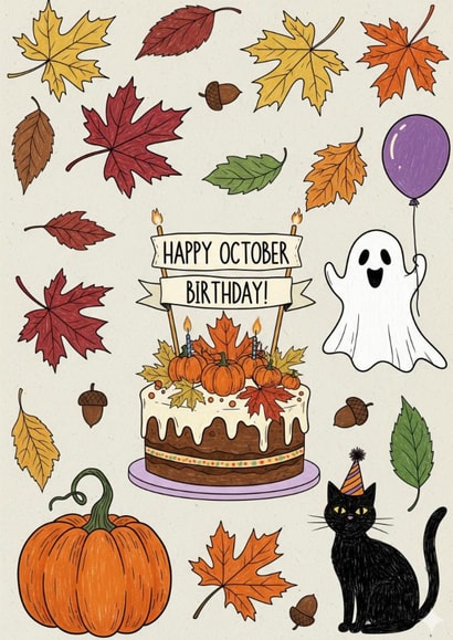 Cute October birthday card. created by SimplyJen